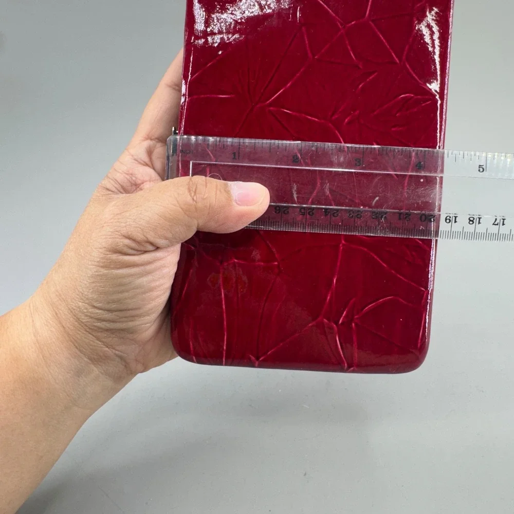 Unbranded Horseshoe Cross Rhinestone Wallet Red Patent Western Goth McBling